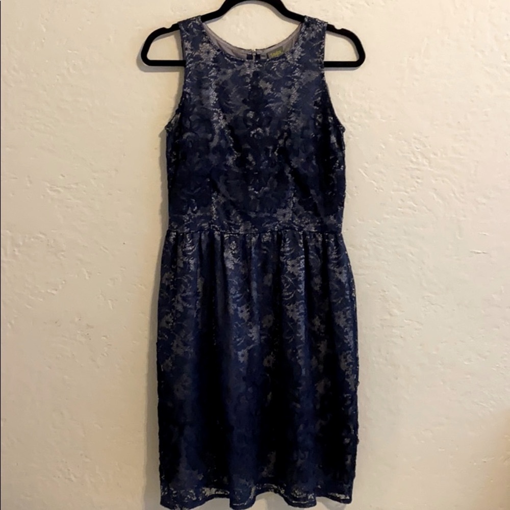 Taylor•Navy Lace with Silver Lining Dress•Size 2